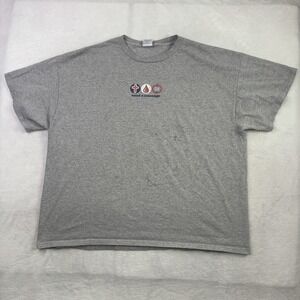 VTG Delta Send A Message Christian Jesus Grey SS Graphic Shirt Distressed Men 2X
